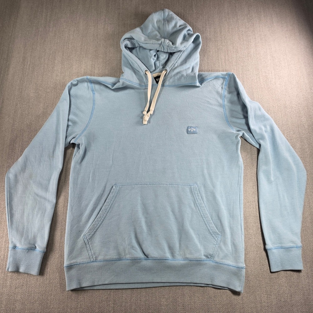 Billabong Hoodie Mens Size M Light Blue Organic Cotton Polyester Pullover